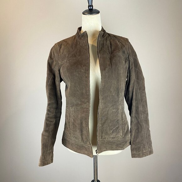 RuffHewn Suede Leather Jacket Women's Size Medium Brown - Picture 1 of 16